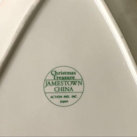 VTG Jamestown Christmas Tree Shaped Serving Plate Dish Porcelain Gold Plated - Picture 4 of 4